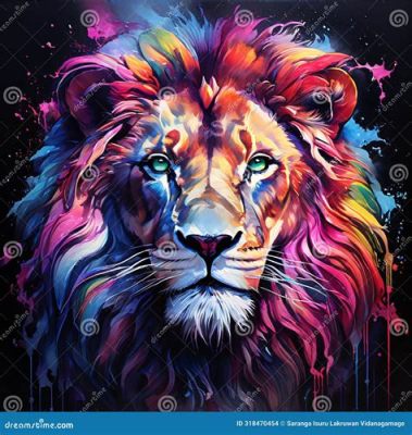  The Triumphant Lion – A Dance of Power and Majesty Rendered in Vivid Hues!